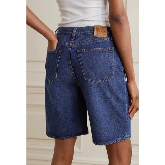 Toteme Classic Denim Shorts Jean Long Jorts Bermuda Baggy Wide Leg 25 - Picture 5 of 16
